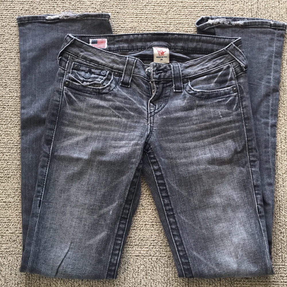 True religion unique grey distressed jeans